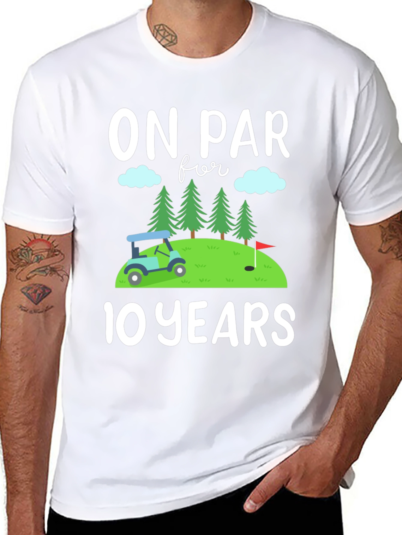 On Par for 10 Years Golfing Tee