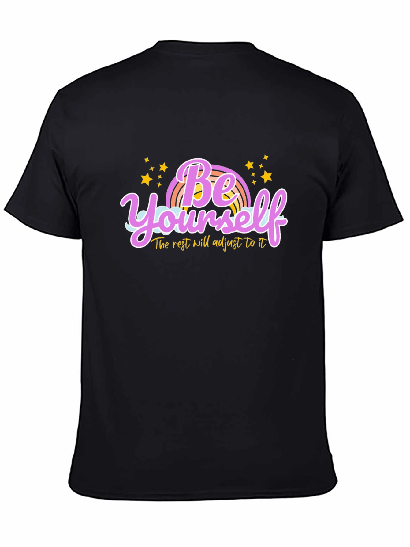 Be Yourself Rainbow Graphic Tee - Black