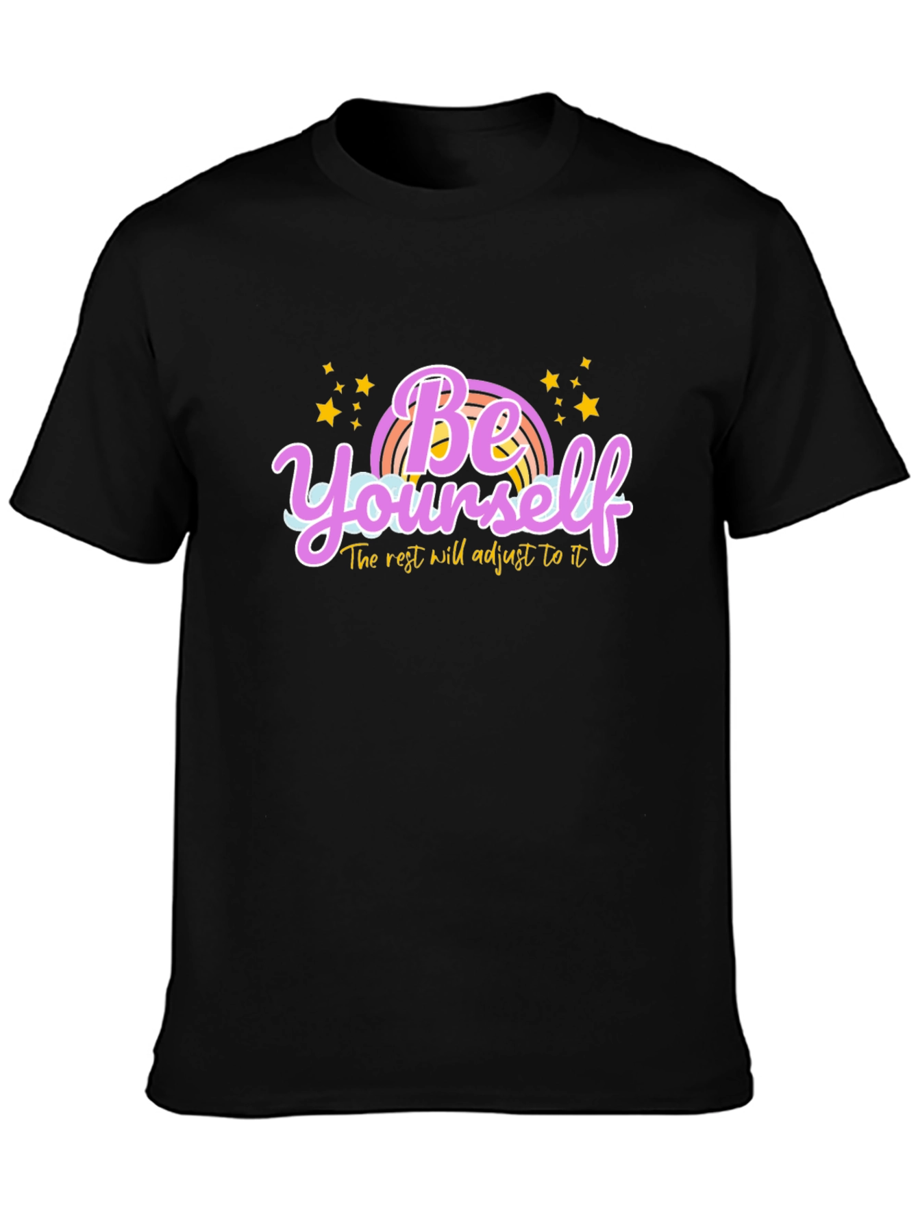 Be Yourself Rainbow Graphic Tee - Black