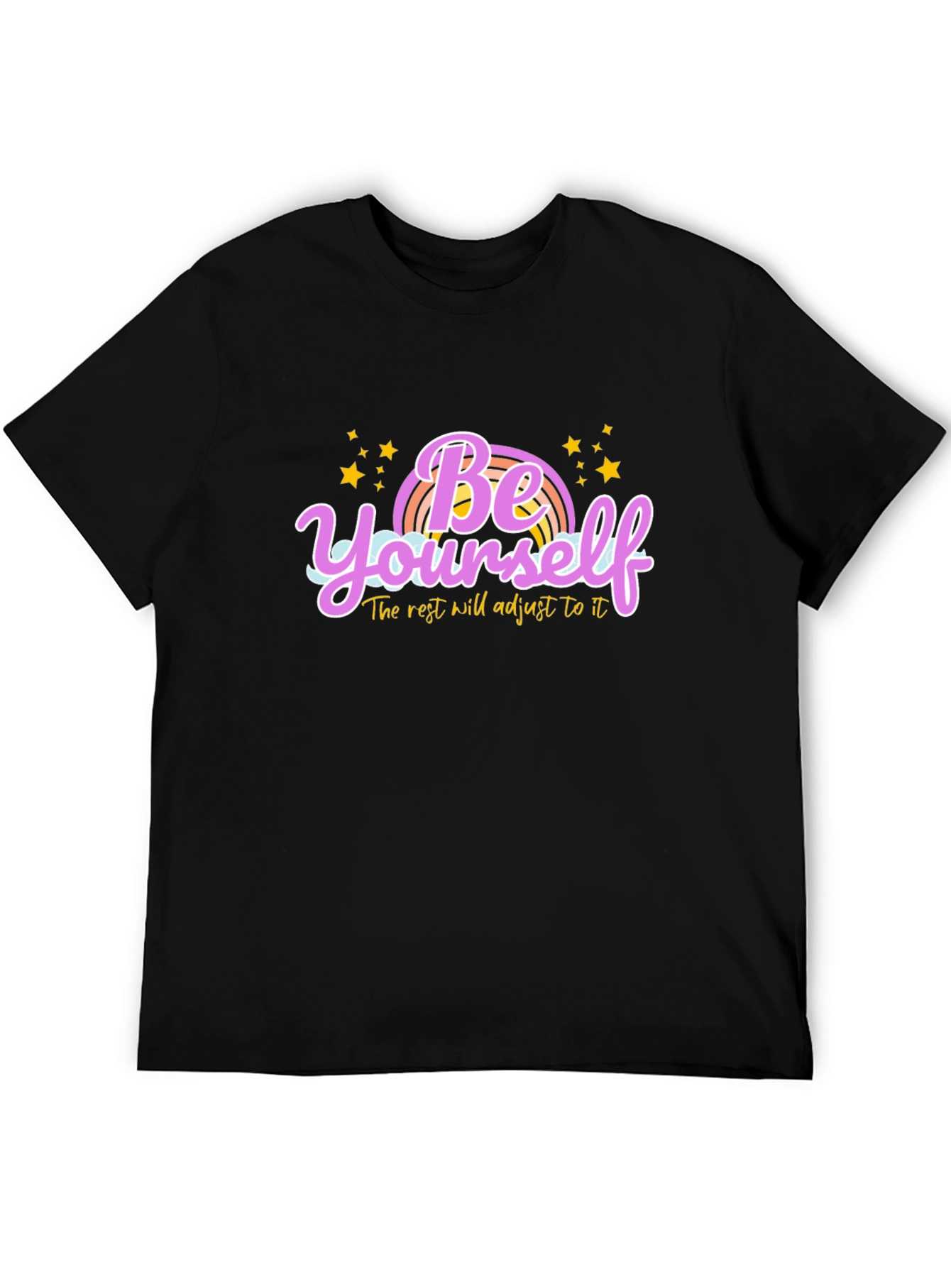 Be Yourself Rainbow Graphic Tee - Black