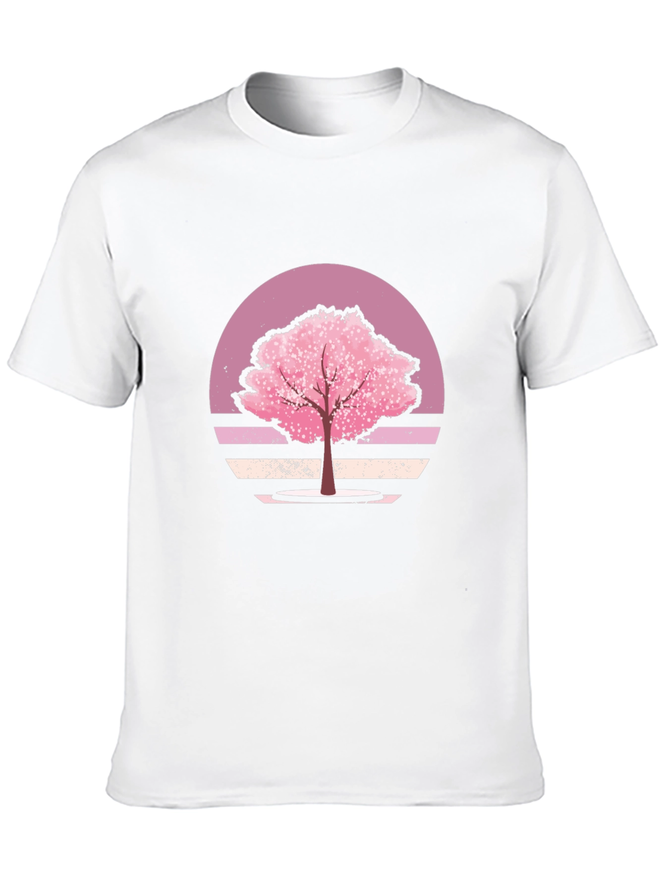 Cherry Blossom Sunset Black T-Shirt