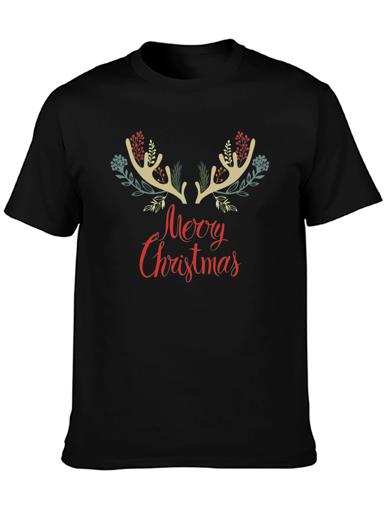 Festive Christmas Reindeer Antler Graphic Tee
