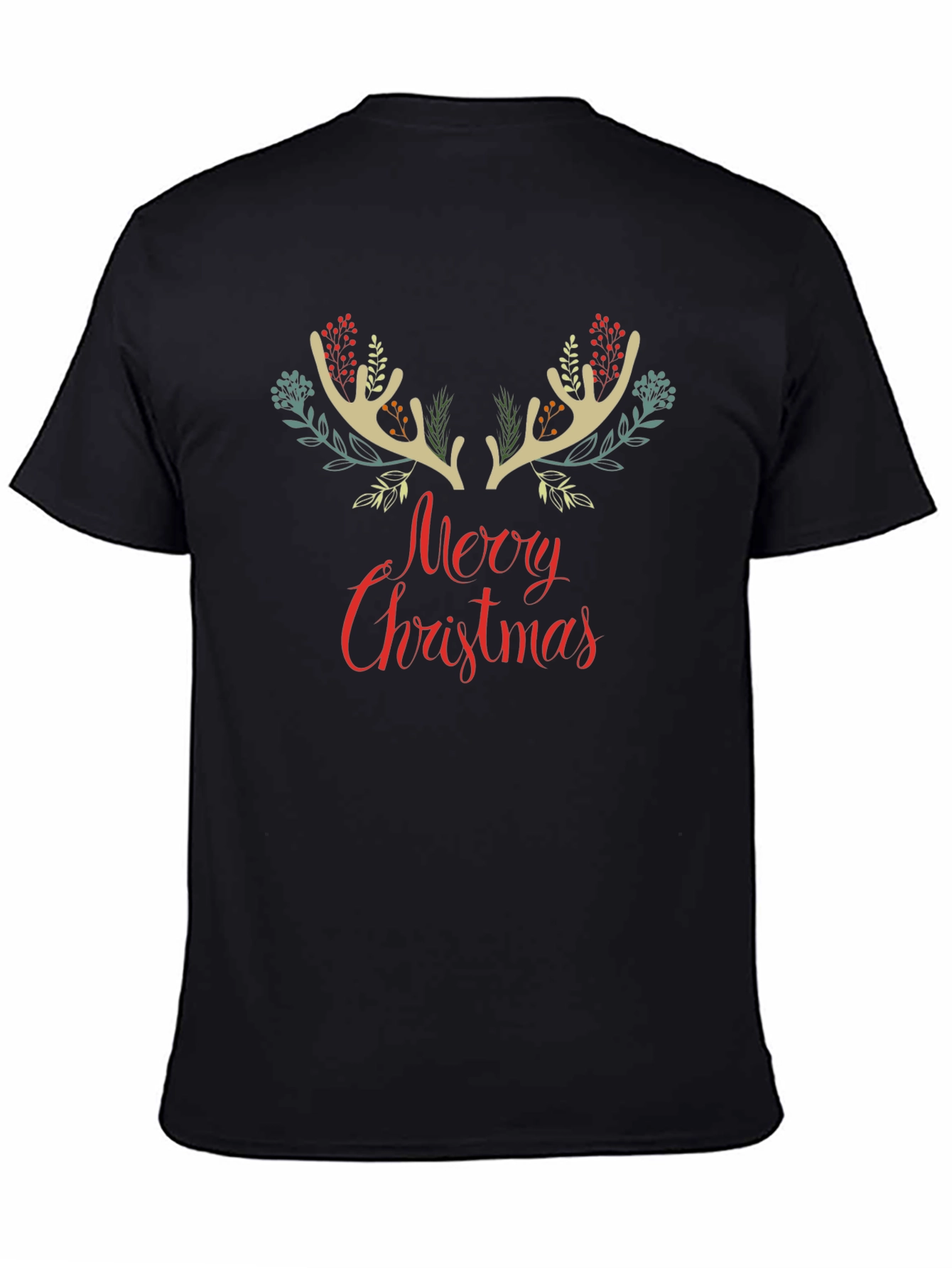 Festive Christmas Reindeer Antler Graphic Tee