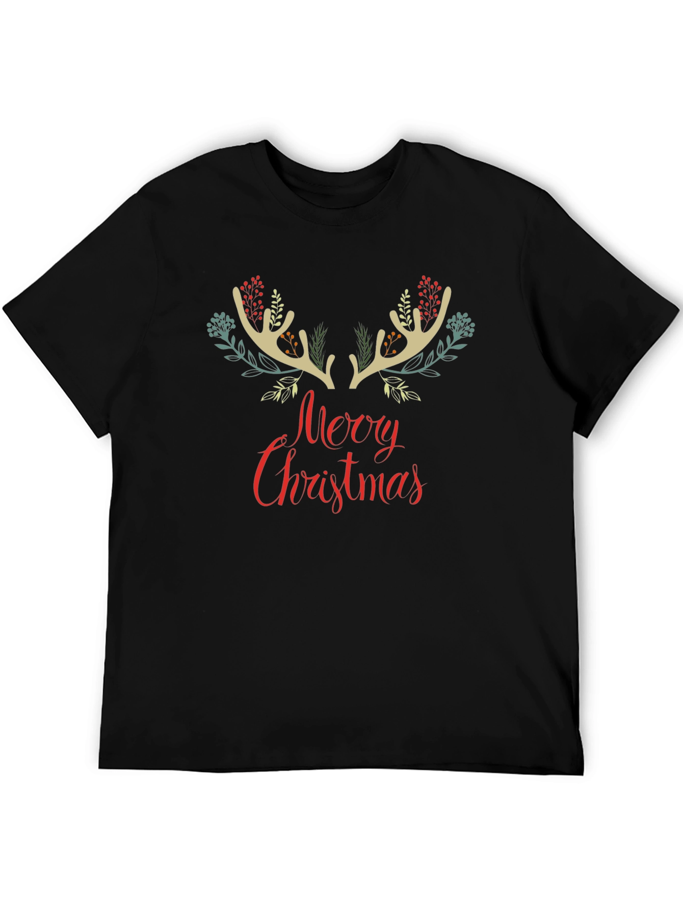 Festive Christmas Reindeer Antler Graphic Tee