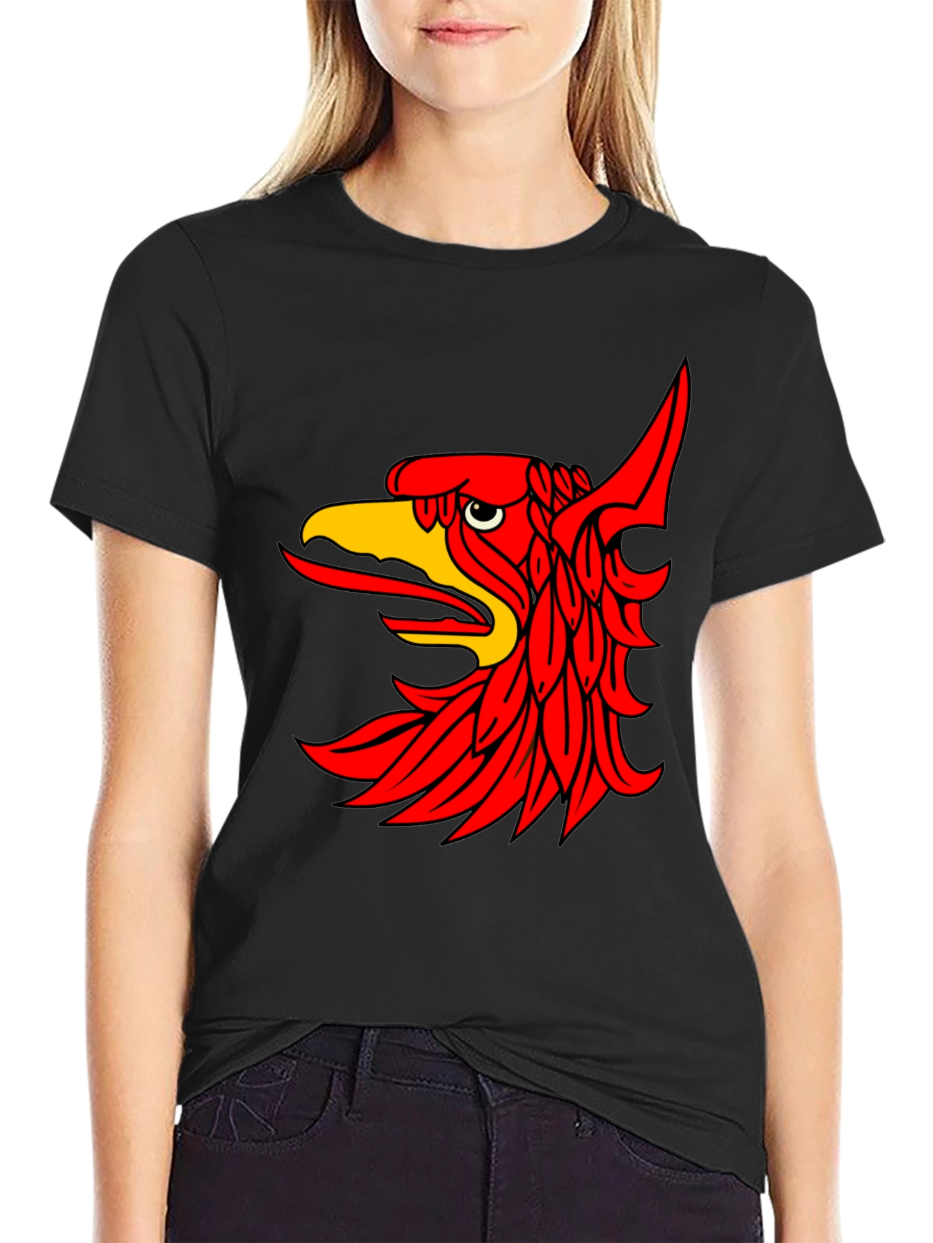 Black T-Shirt with Red Griffin Graphic