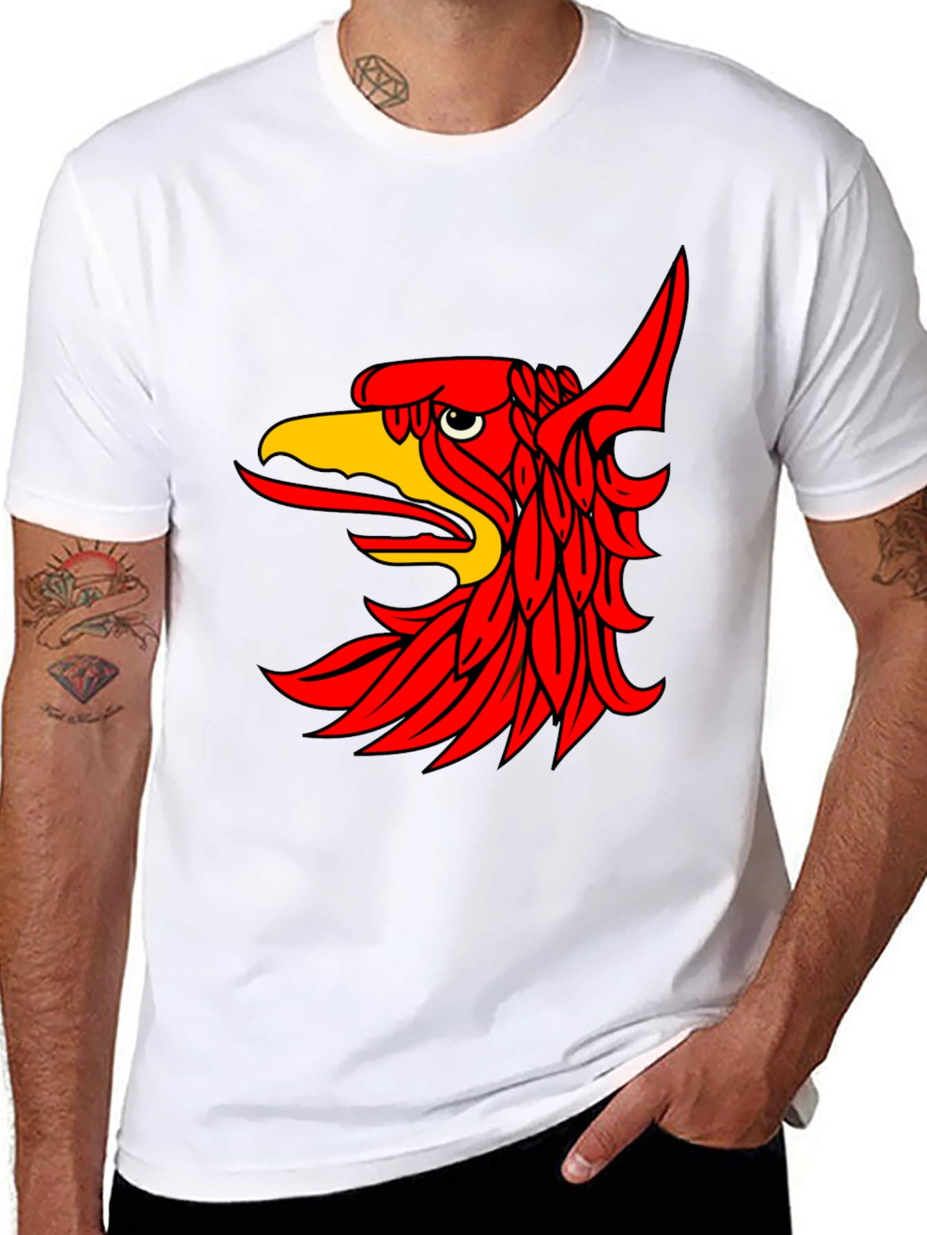 Black T-Shirt with Red Griffin Graphic