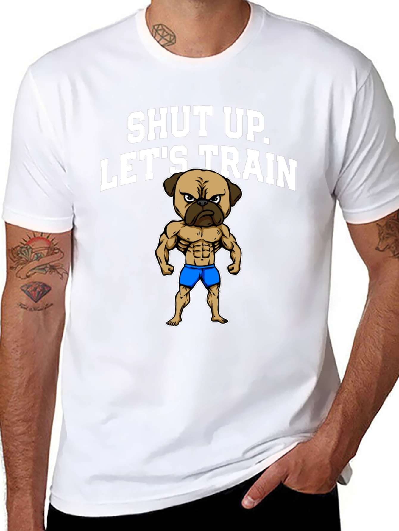 Shut Up Lets Train T-Shirt Pug Gym