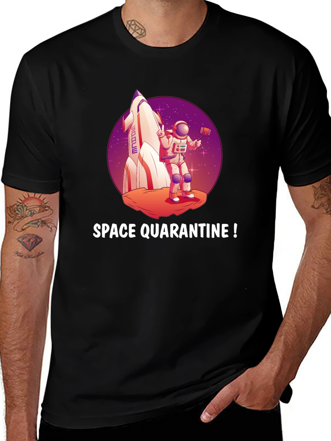 Space Quarantine T-Shirt Astronaut Rocket Graphic Tee