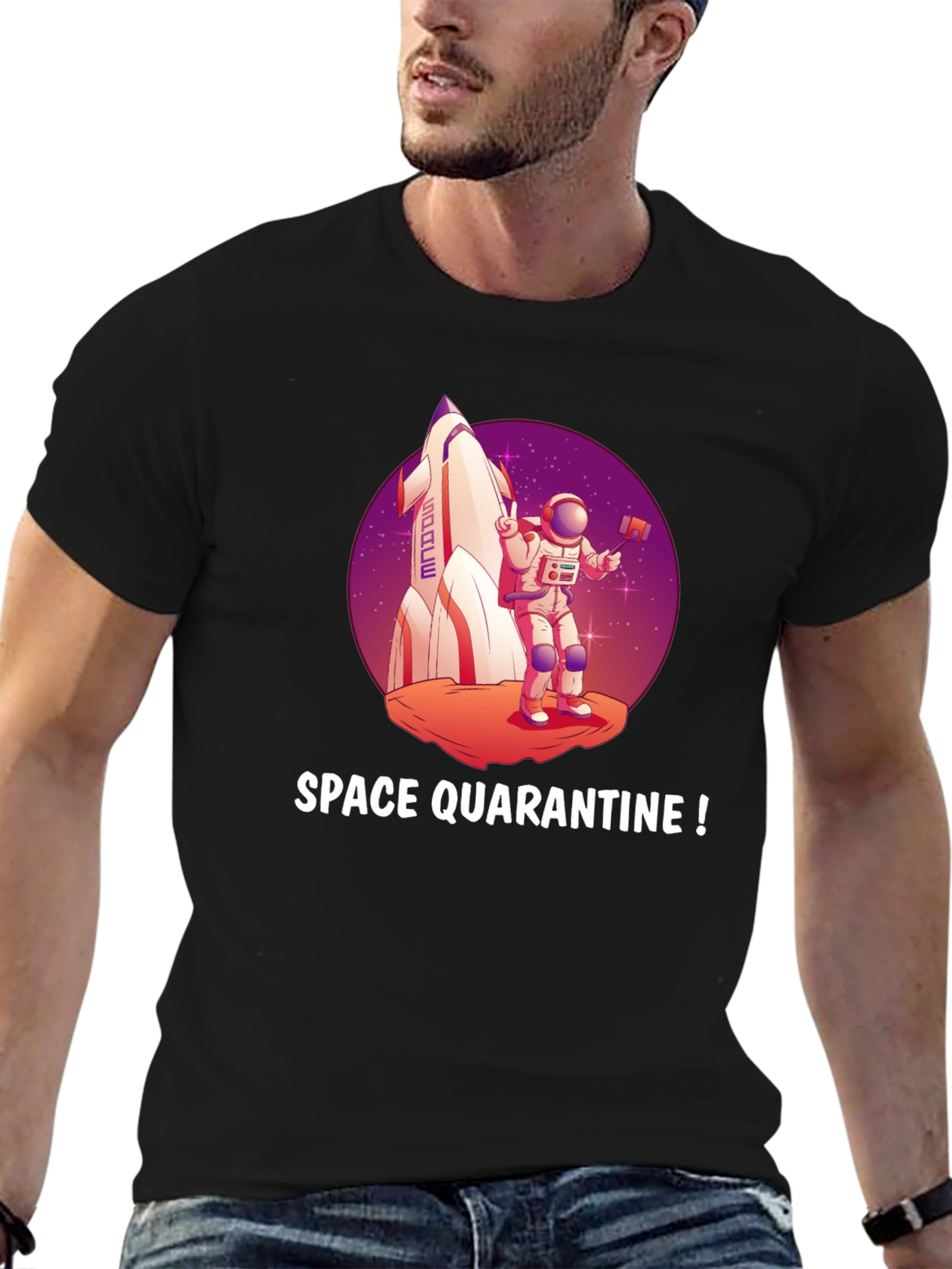 Space Quarantine T-Shirt Astronaut Rocket Graphic Tee