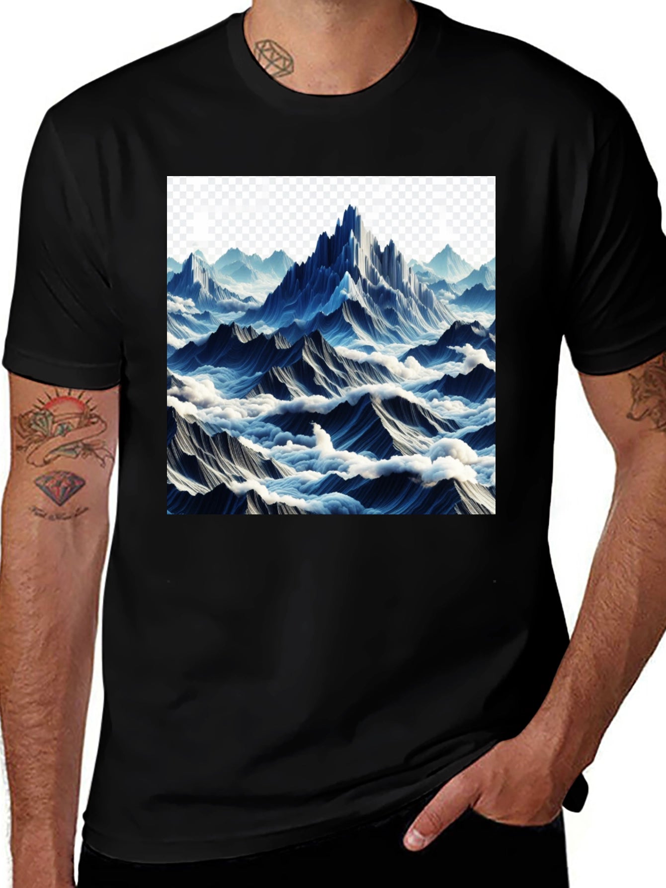 Mountainscape Graphic Tee - Black Cotton Comfort