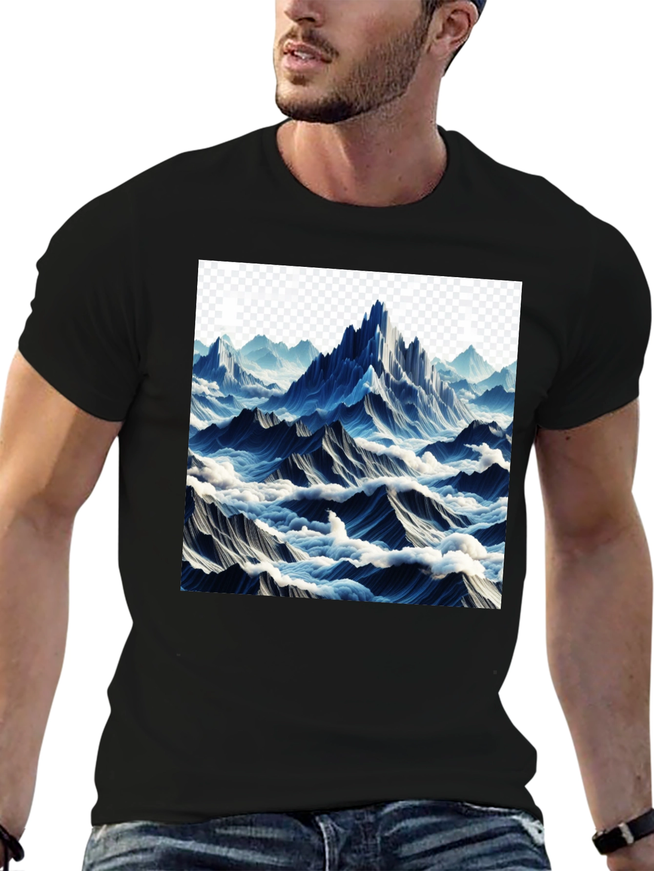 Mountainscape Graphic Tee - Black Cotton Comfort