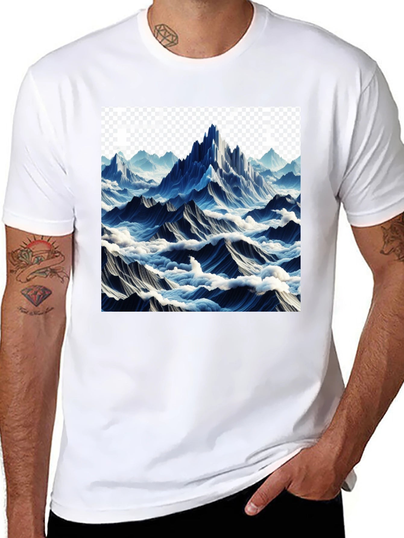Mountainscape Graphic Tee - Black Cotton Comfort