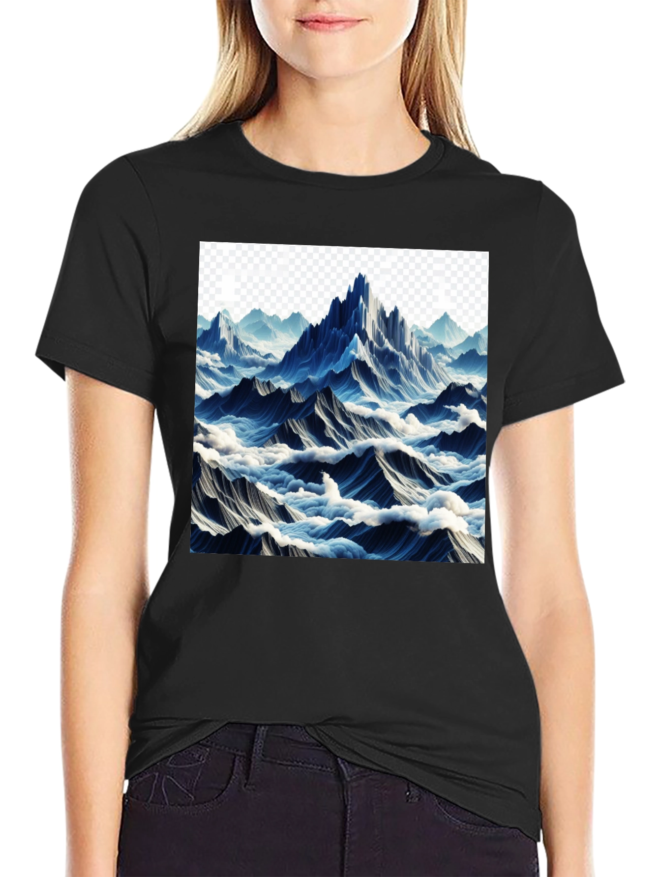 Mountainscape Graphic Tee - Black Cotton Comfort