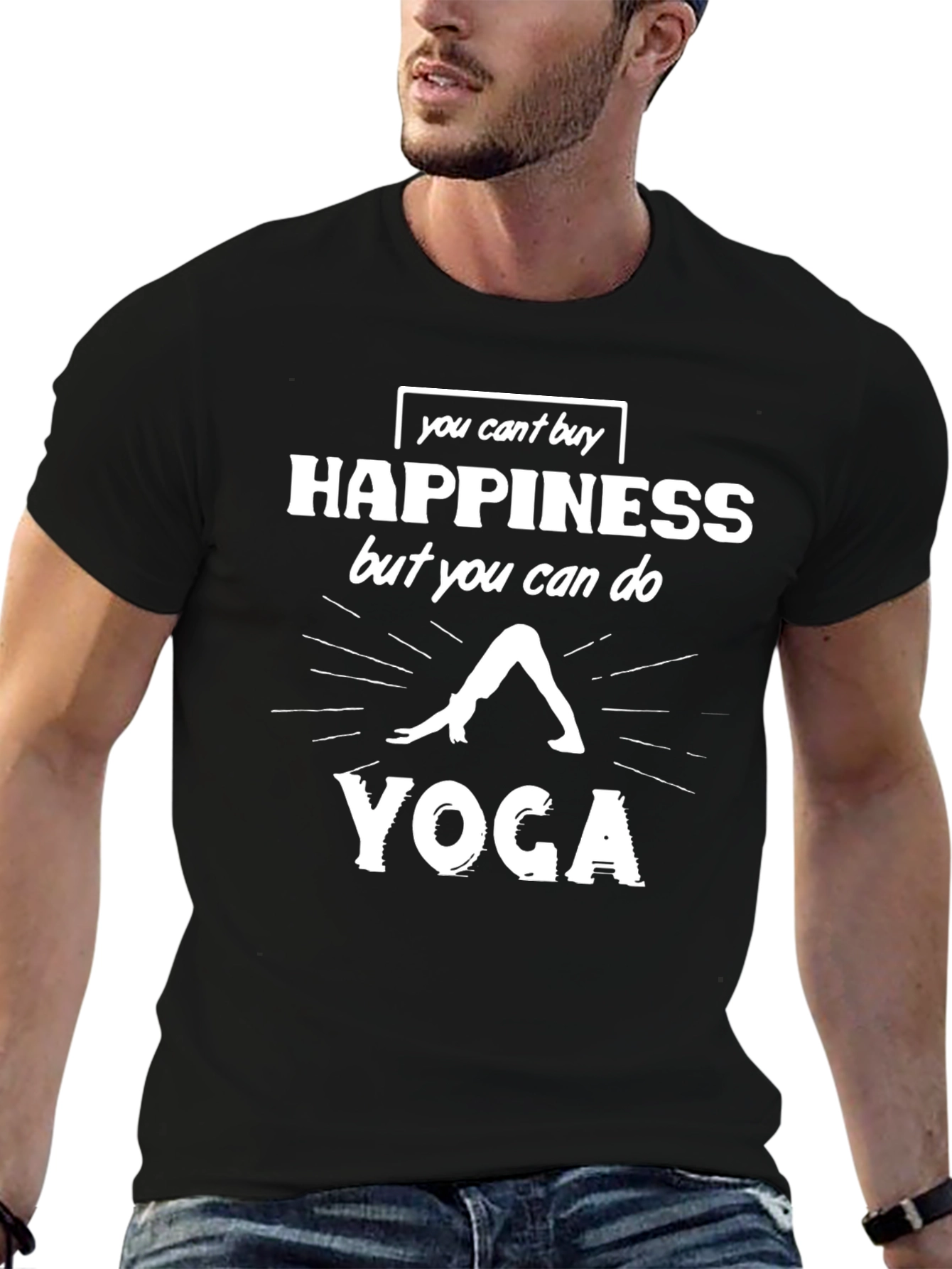 Yoga Happiness Black T-Shirt