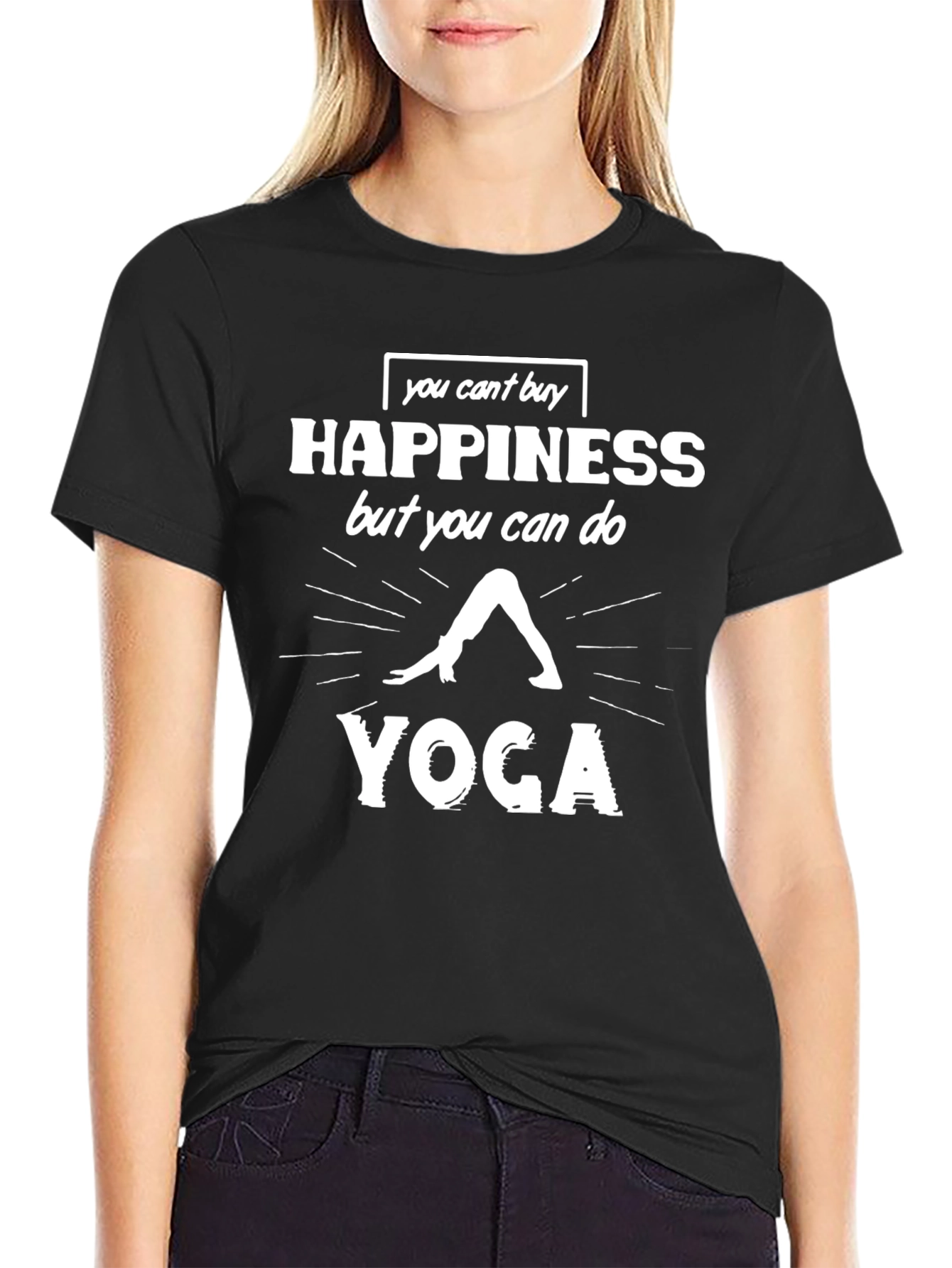Yoga Happiness Black T-Shirt