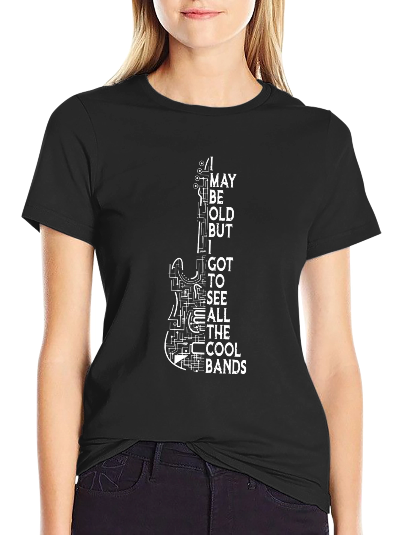 I May Be Old Guitar T-Shirt - Cool Bands