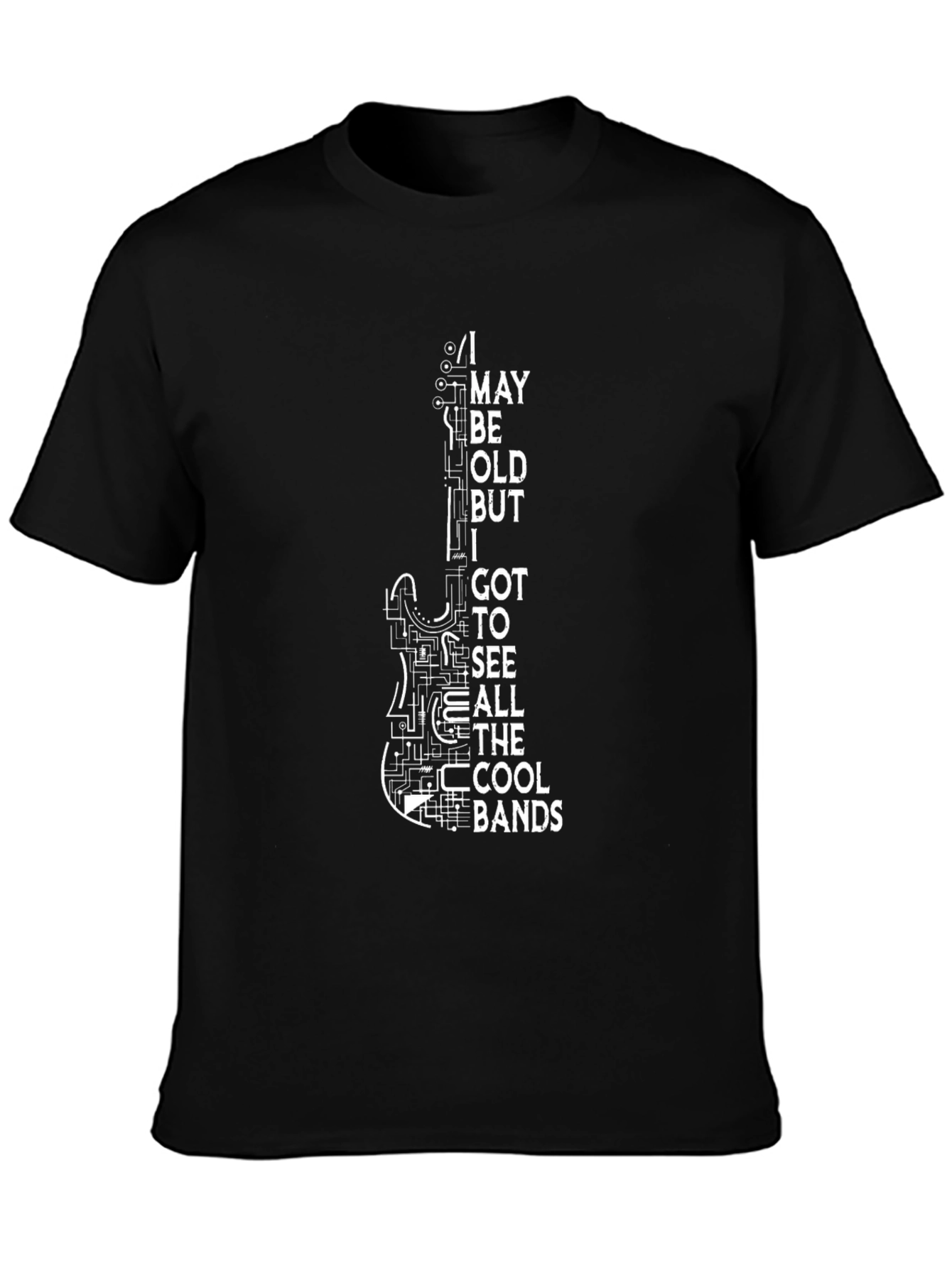 I May Be Old Guitar T-Shirt - Cool Bands