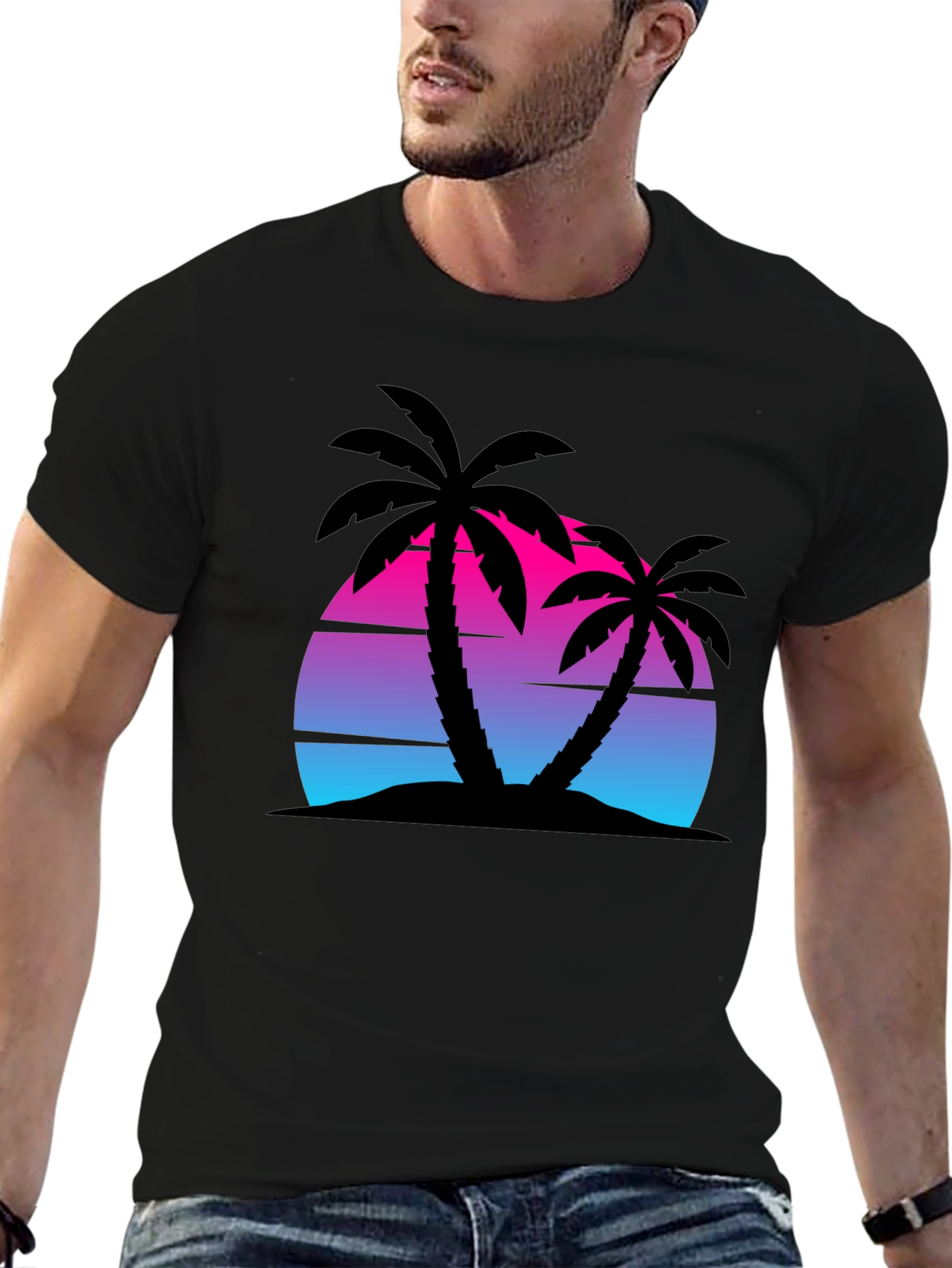 Retro Sunset Palm Tree Graphic Tee
