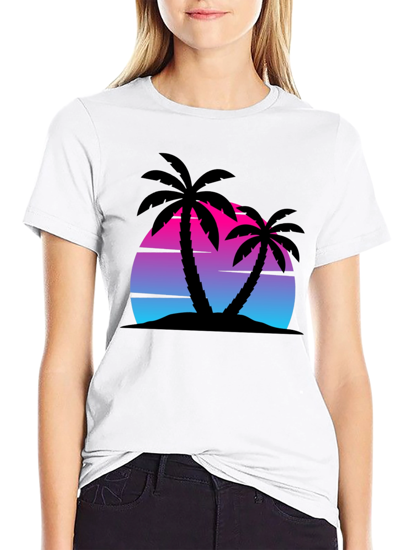 Retro Sunset Palm Tree Graphic Tee