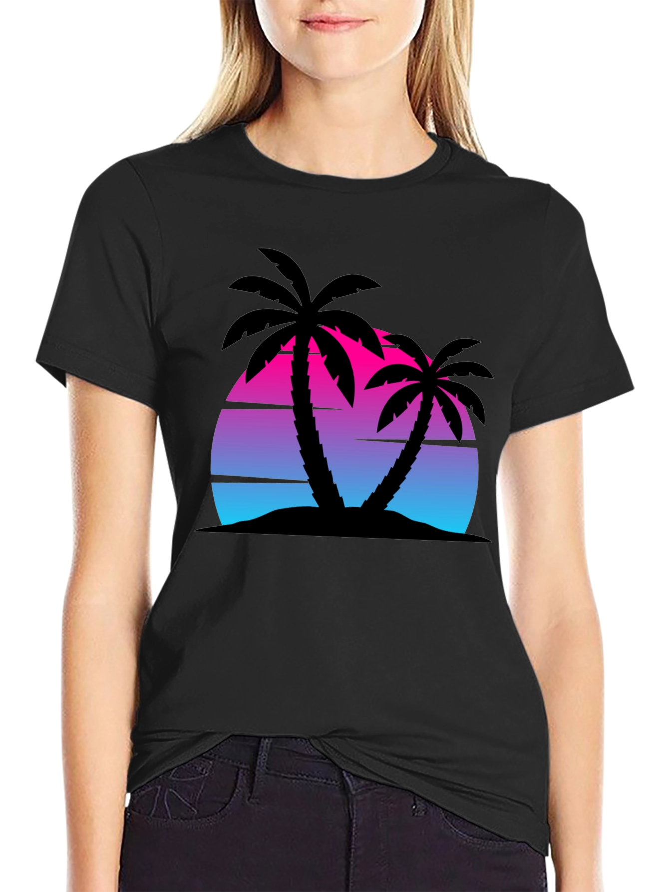 Retro Sunset Palm Tree Graphic Tee