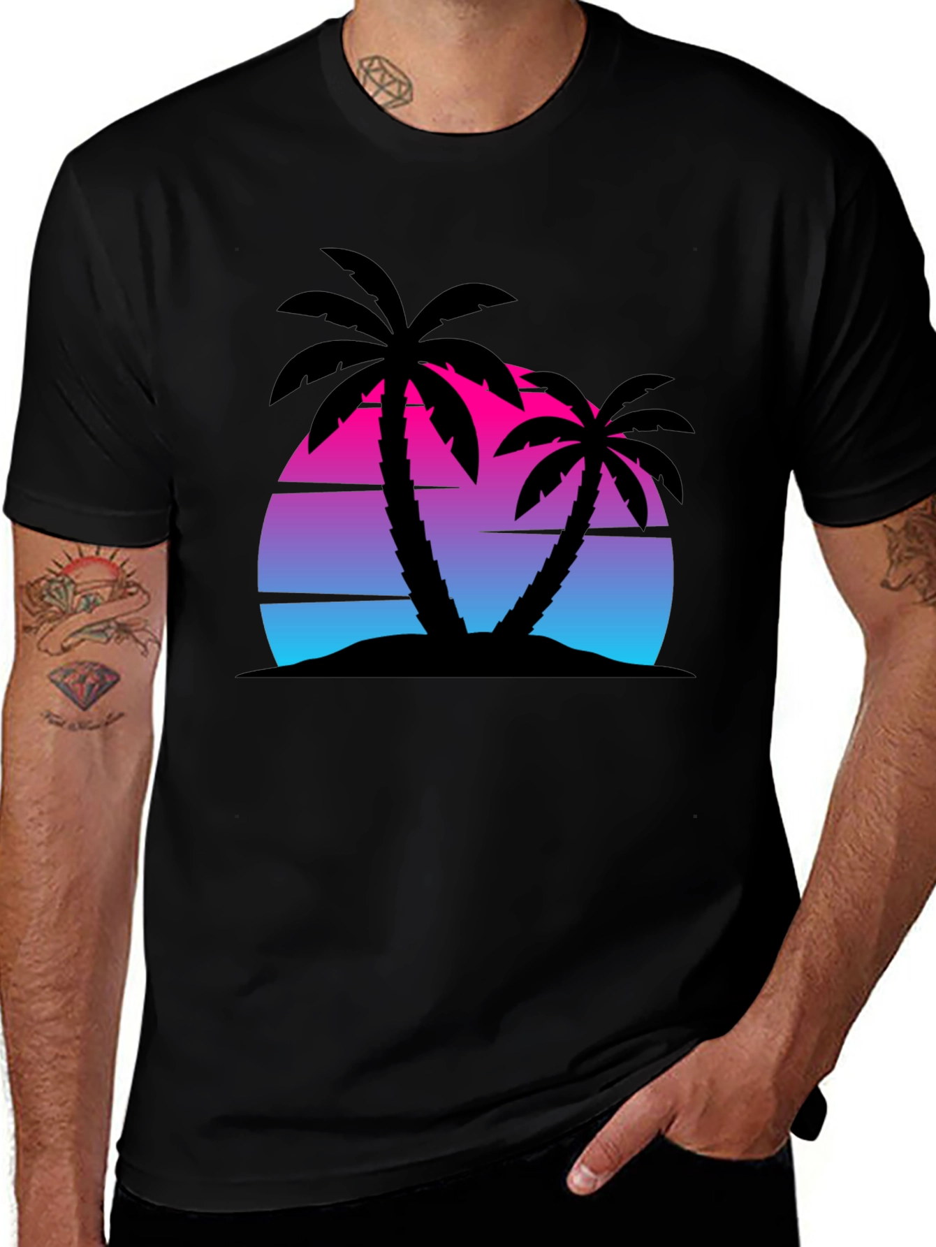 Retro Sunset Palm Tree Graphic Tee