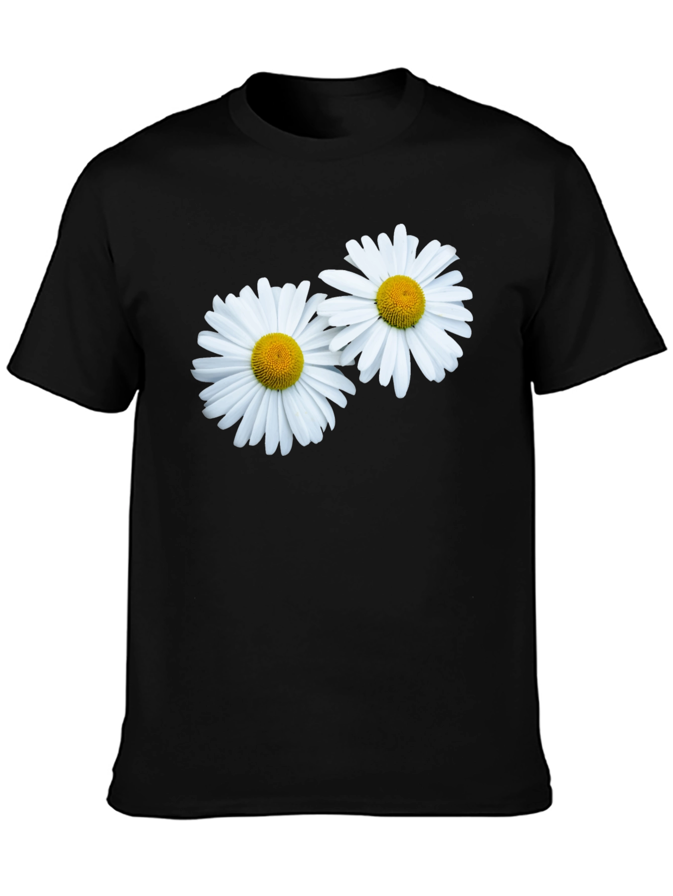 Daisy Flower Graphic Black T-Shirt