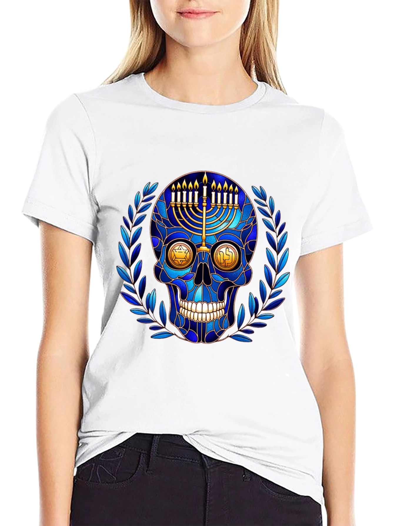 Hanukkah Skull Graphic T-Shirt
