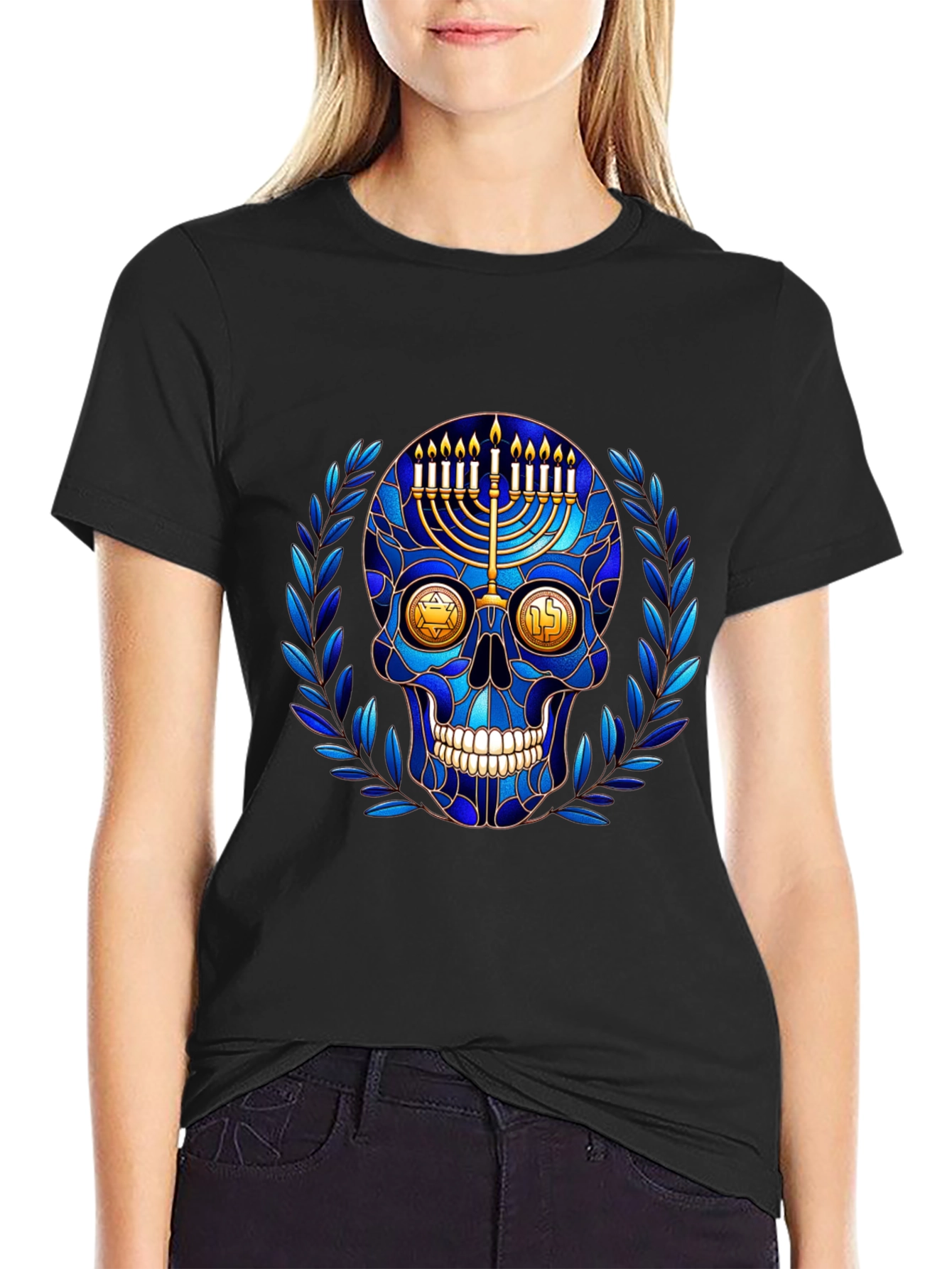 Hanukkah Skull Graphic T-Shirt