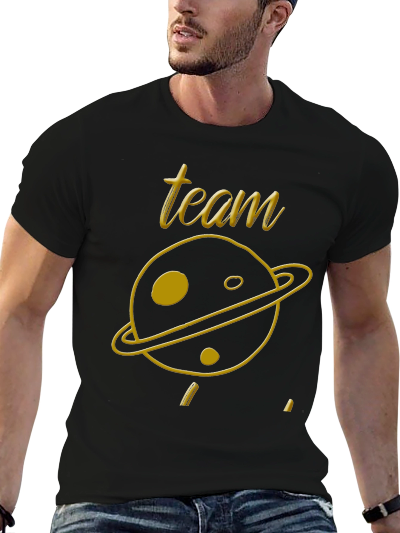 Team Planet Graphic Tee - Black Cotton Blend