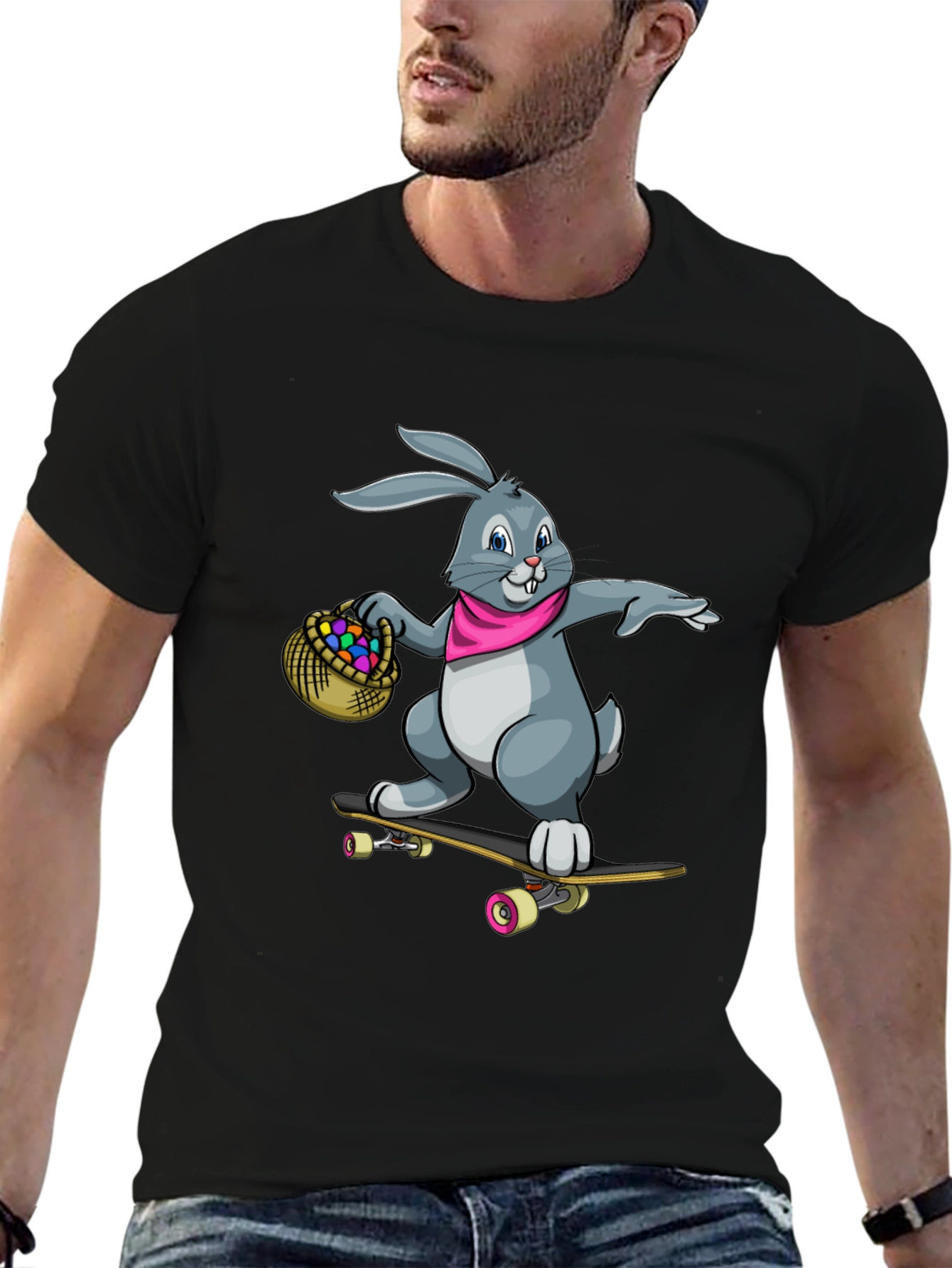 Cool Bunny Skateboarder Graphic Tee