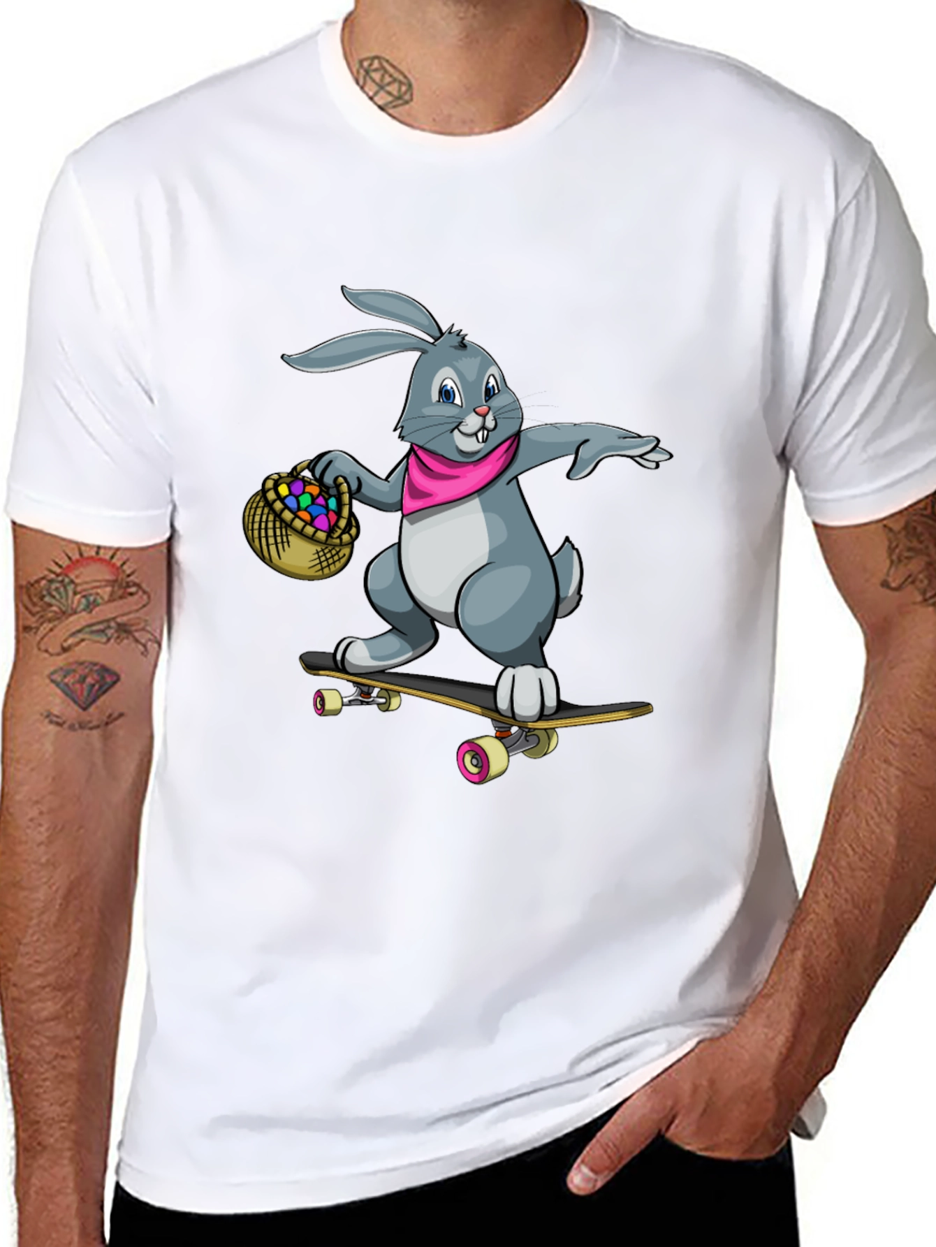 Cool Bunny Skateboarder Graphic Tee