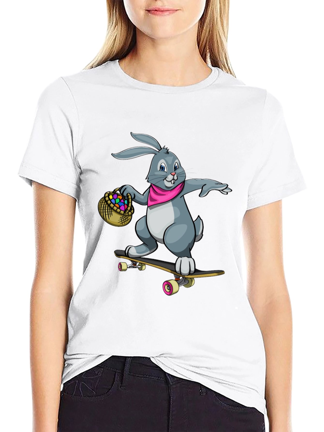 Cool Bunny Skateboarder Graphic Tee