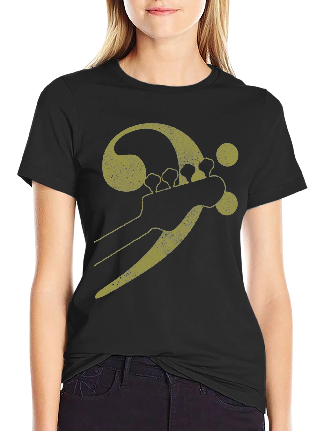 Bass Clef Guitar Tee - Black Music Shirt