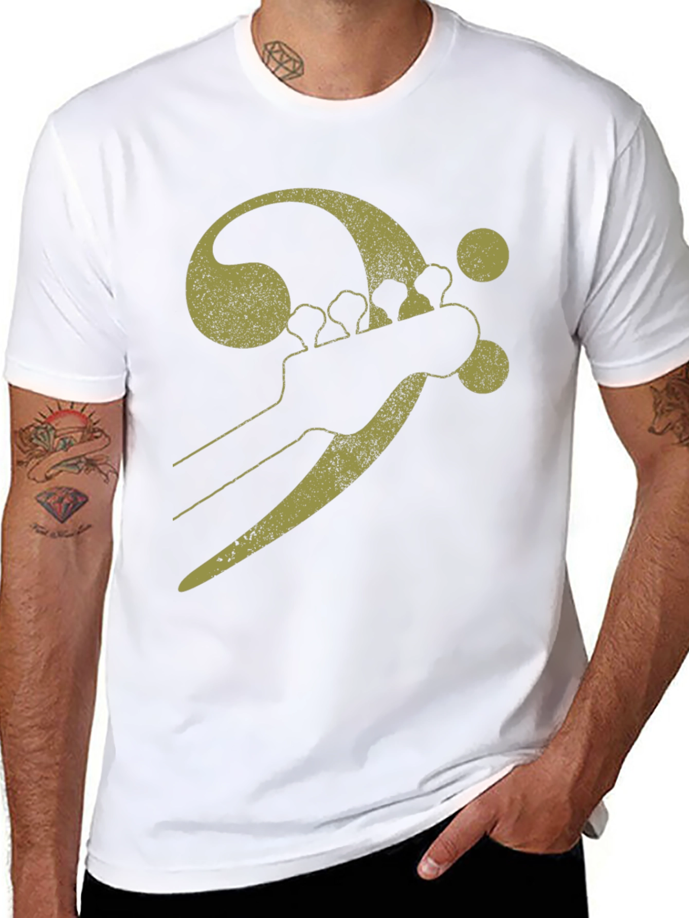 Bass Clef Guitar Tee - Black Music Shirt