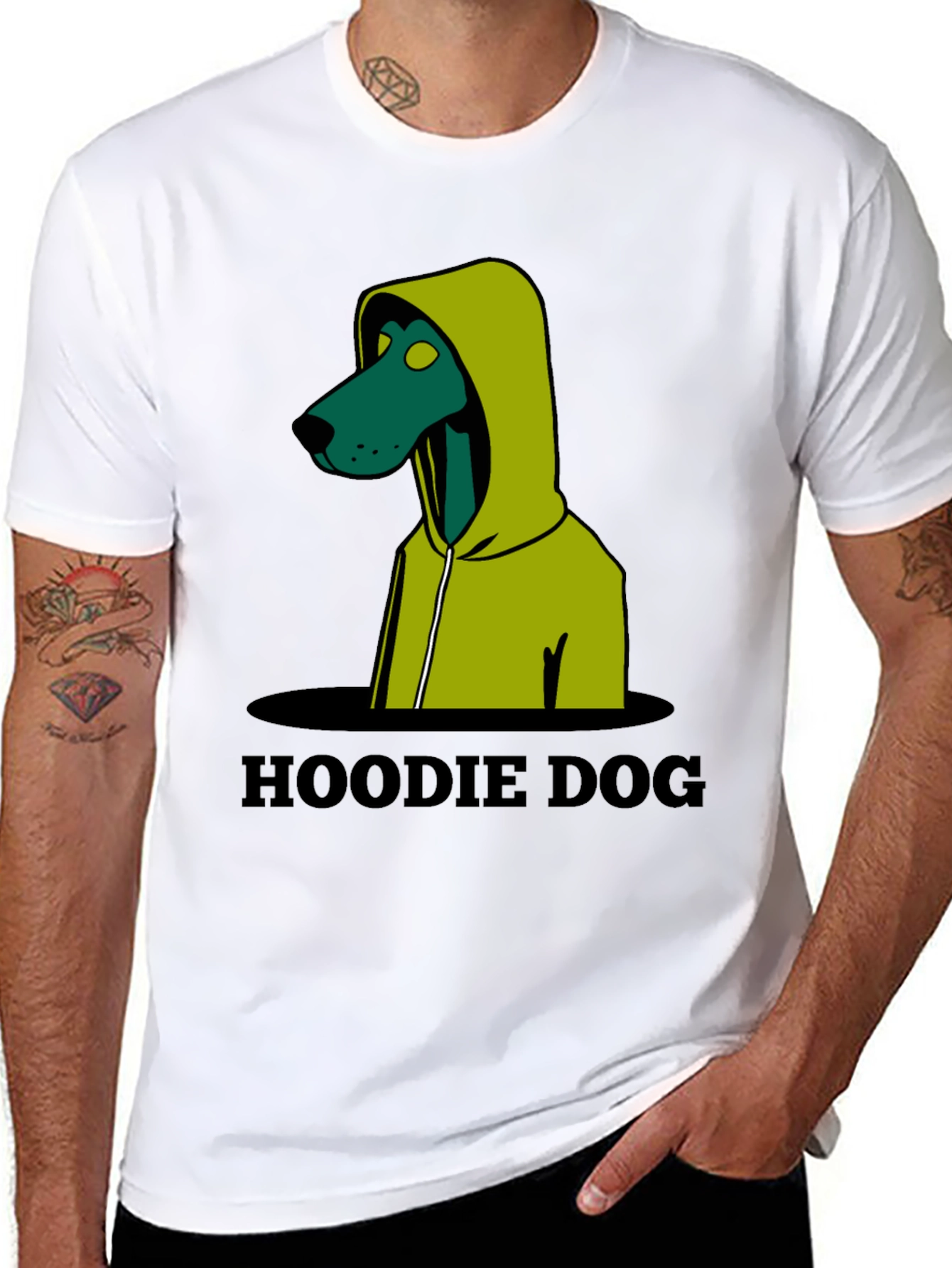 Hoodie Dog Graphic T-Shirt - Unique Design