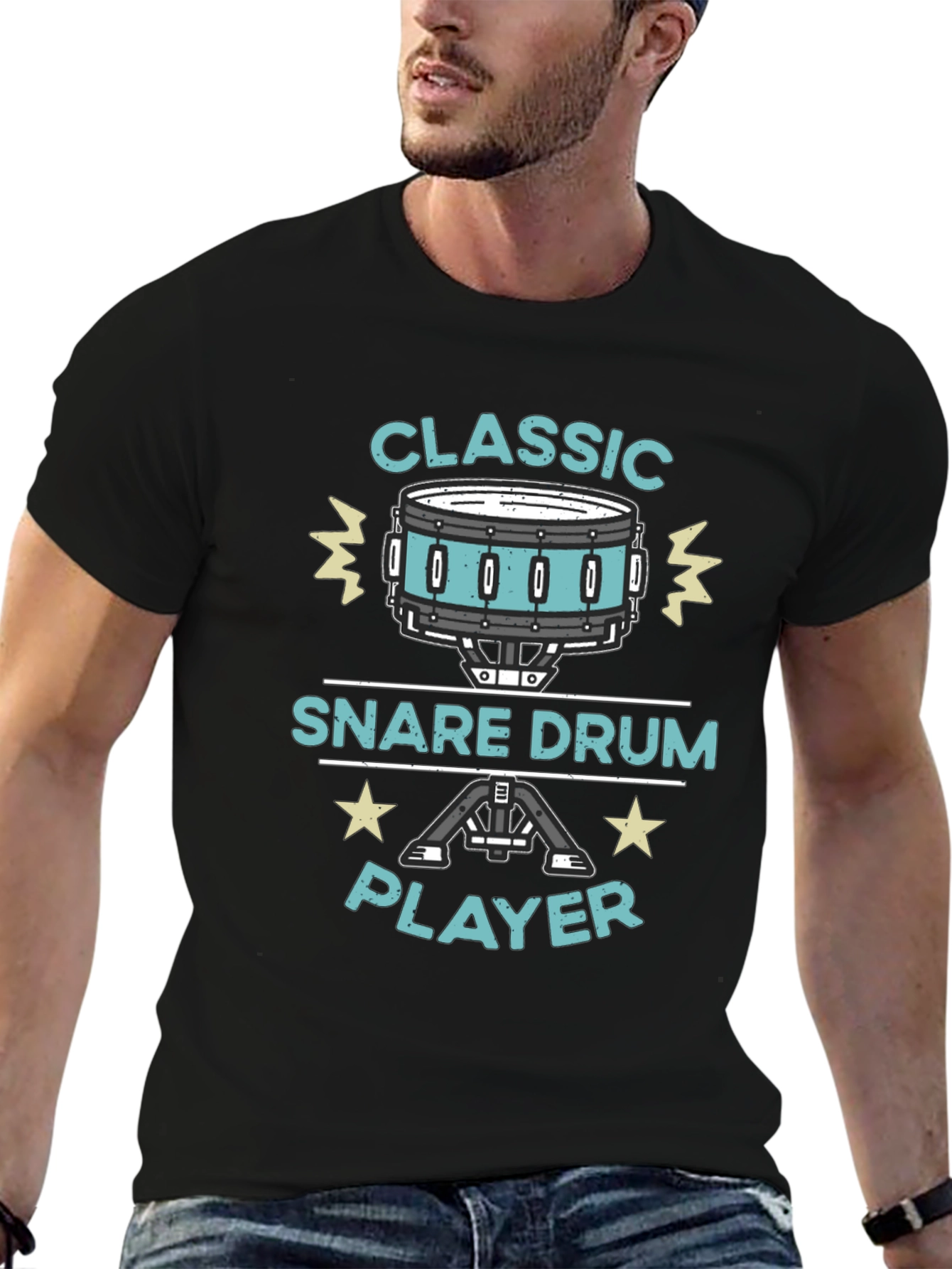 Classic Snare Drum Player Black T-Shirt