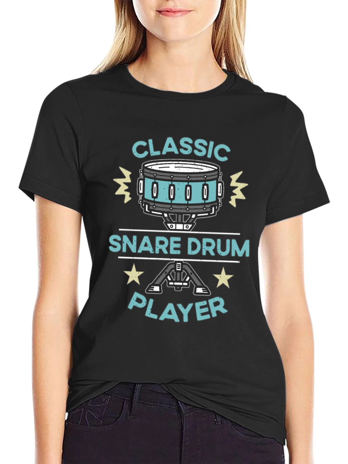 Classic Snare Drum Player Black T-Shirt
