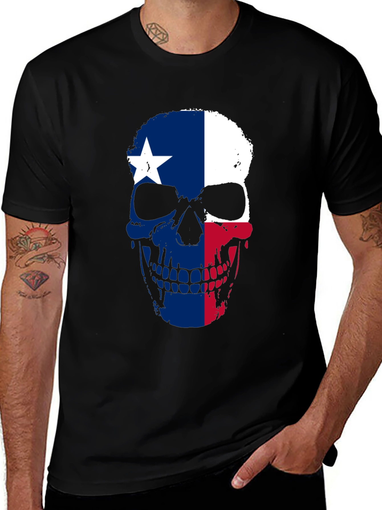 Texas Flag Skull Graphic T-Shirt