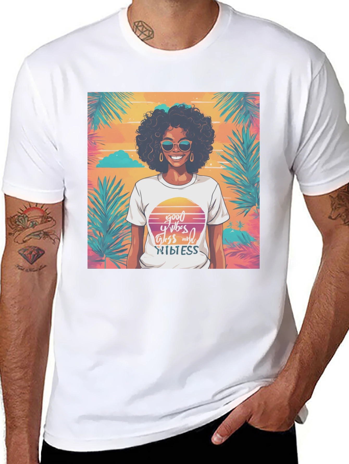 Retro Vibes Graphic Tee - Black