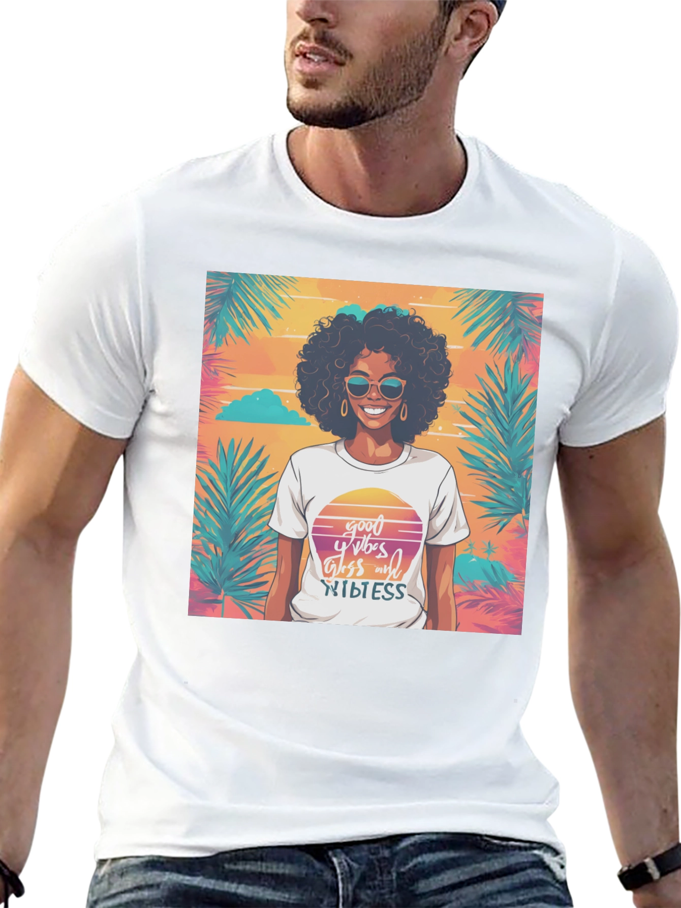 Retro Vibes Graphic Tee - Black