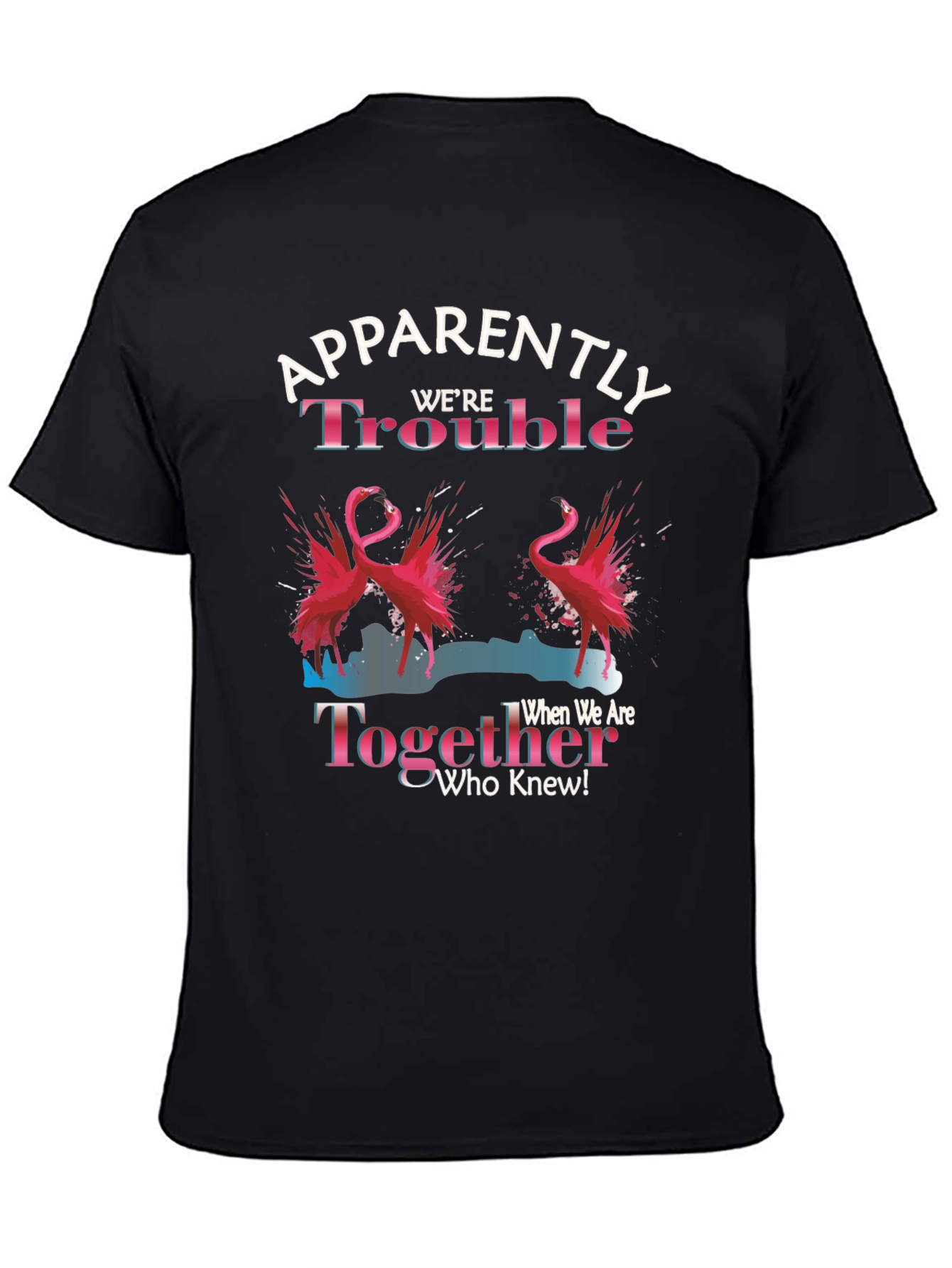 Funny Flamingo Trouble Together Graphic T-Shirt