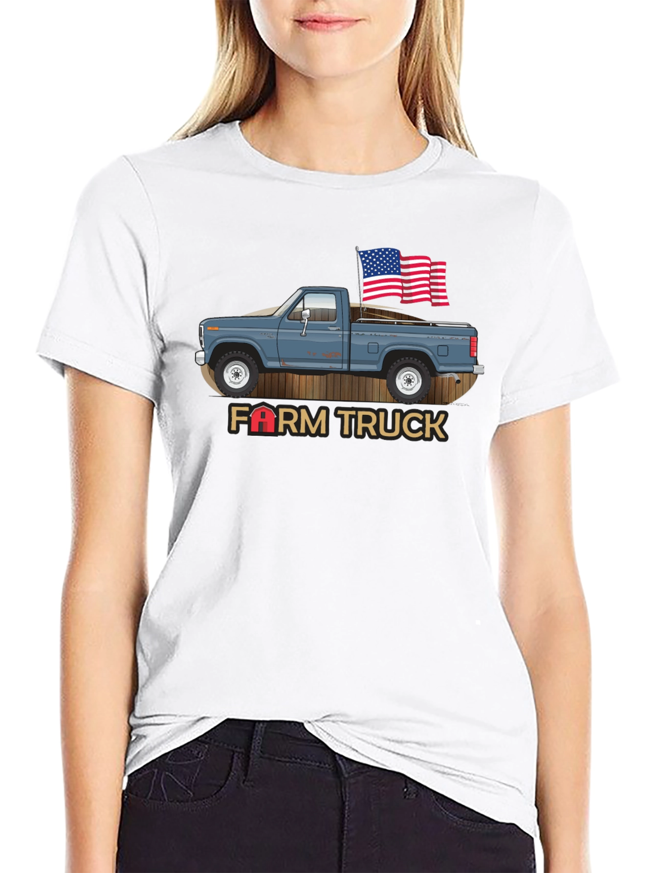 Farm Truck Patriotic Graphic Tee