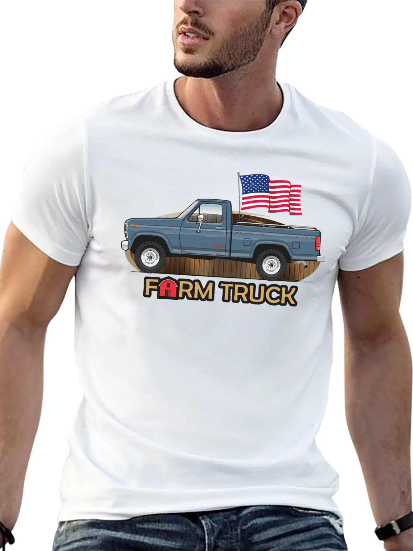 Farm Truck Patriotic Graphic Tee