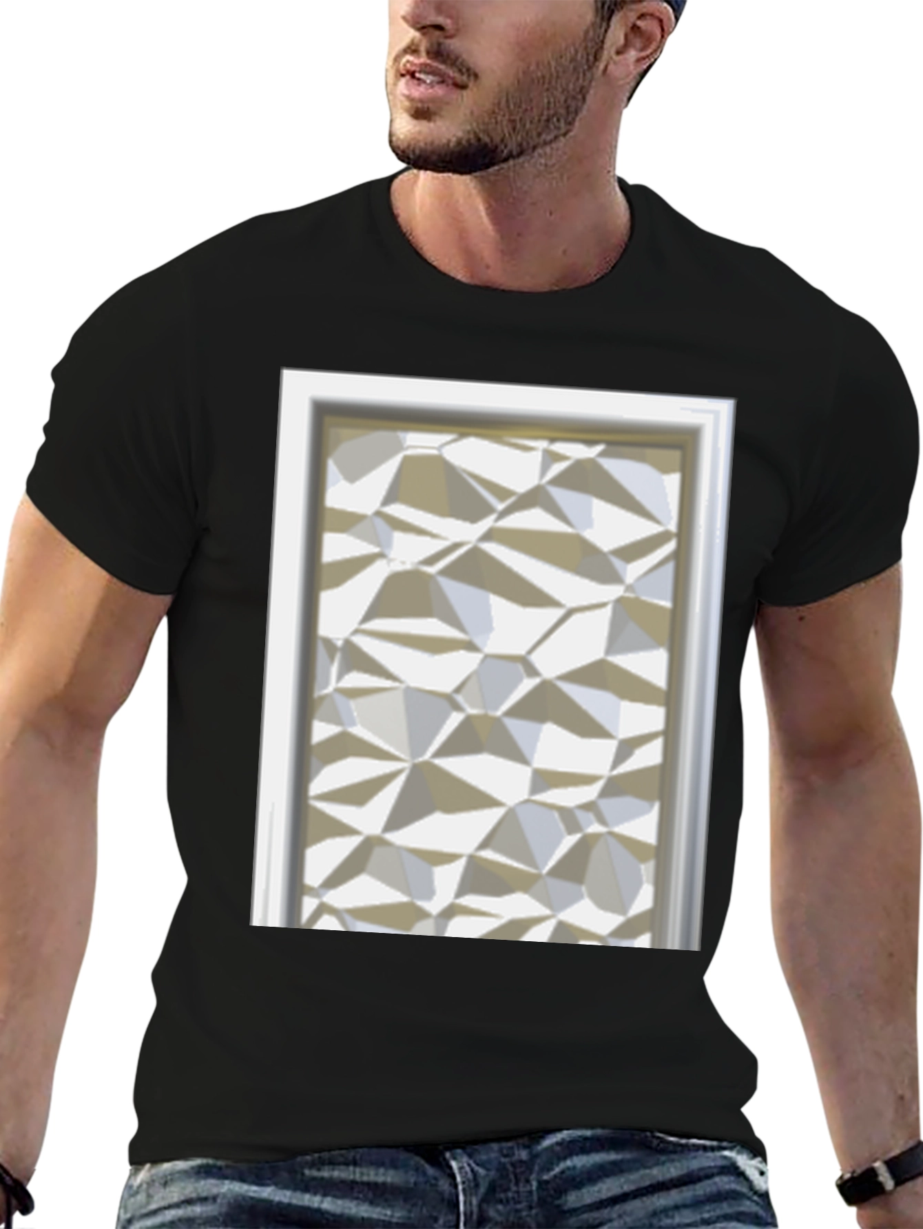 Geometric Faceted Pattern T-Shirt