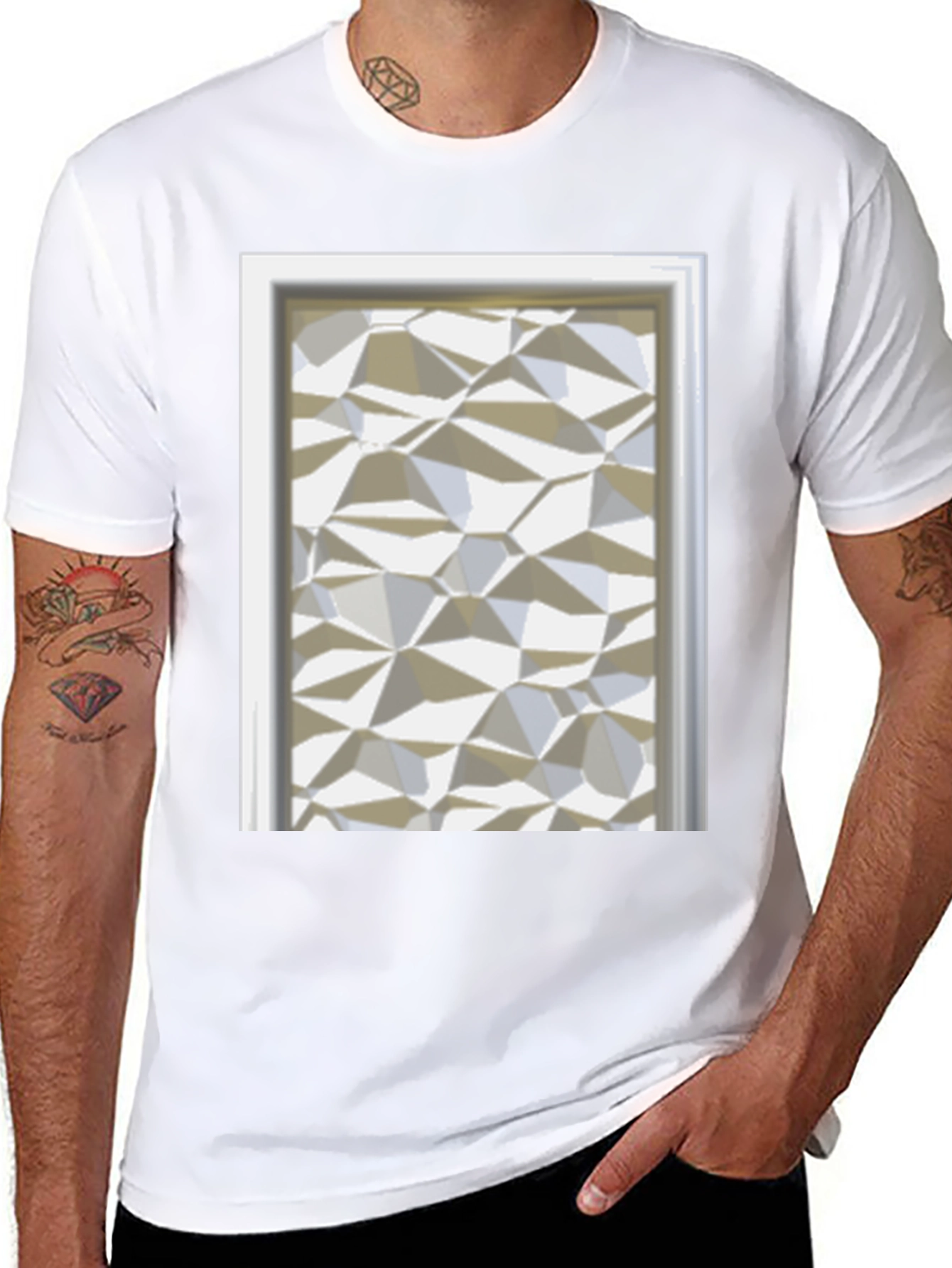 Geometric Faceted Pattern T-Shirt