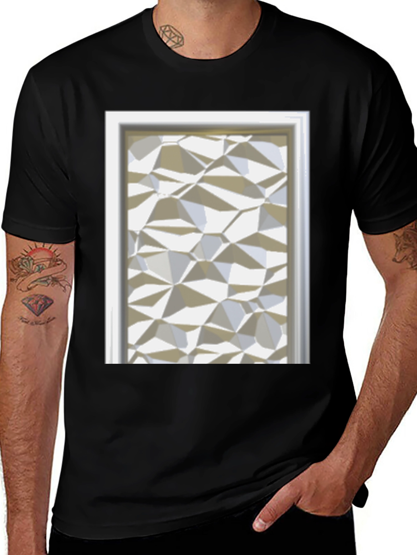 Geometric Faceted Pattern T-Shirt