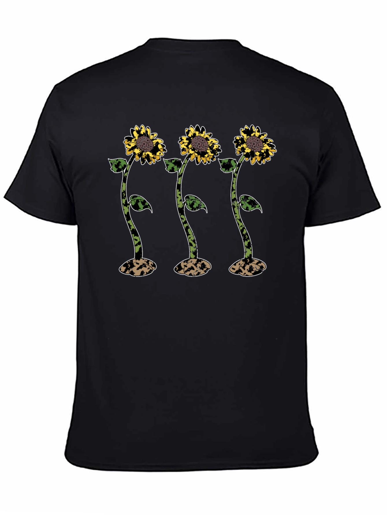 Sunflower Graphic Print Mens Black T-Shirt