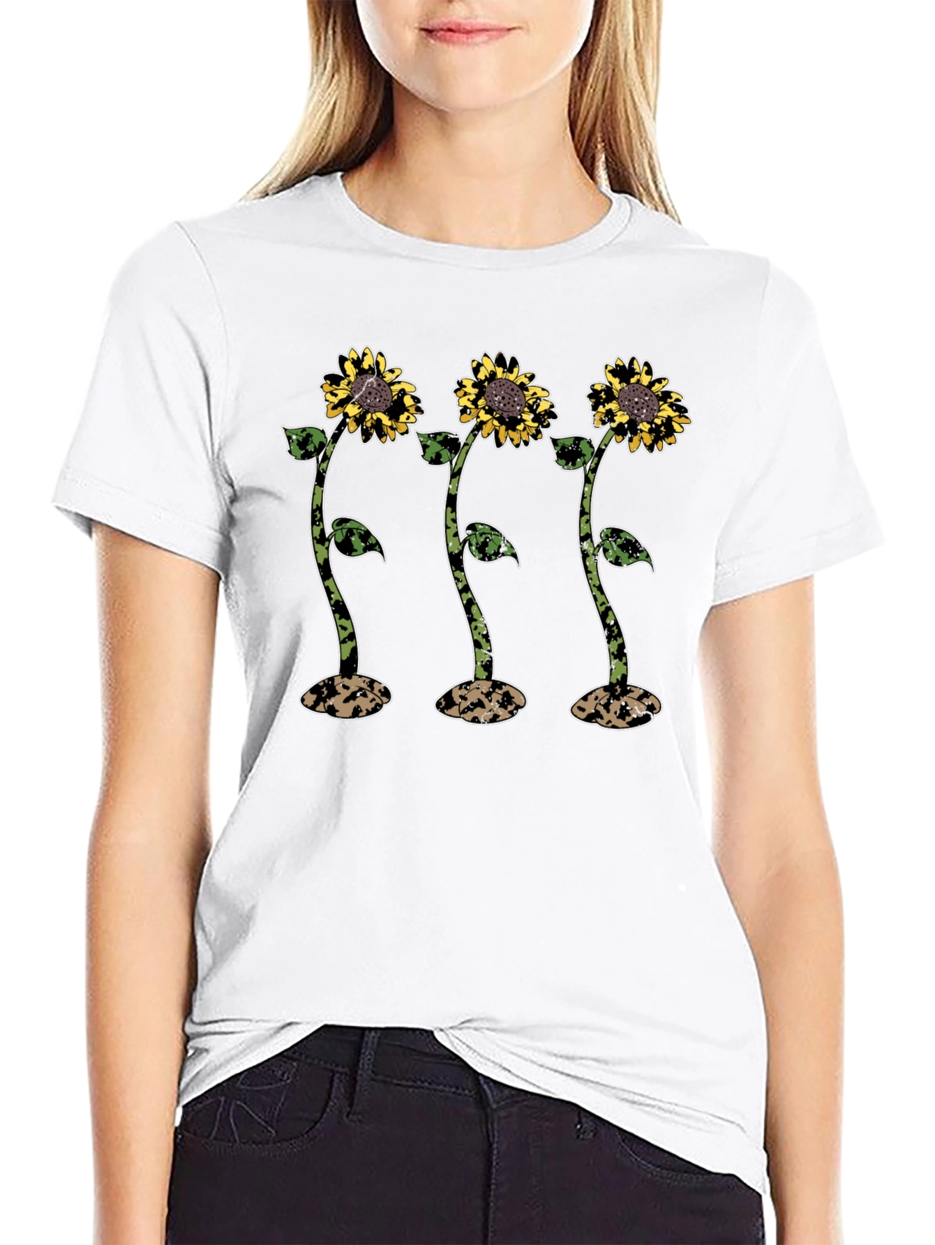 Sunflower Graphic Print Mens Black T-Shirt