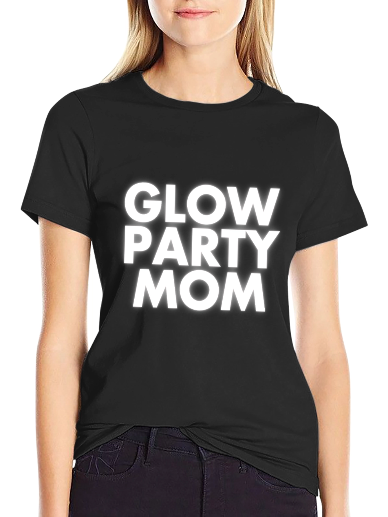 Glow Party Mom Black T-Shirt