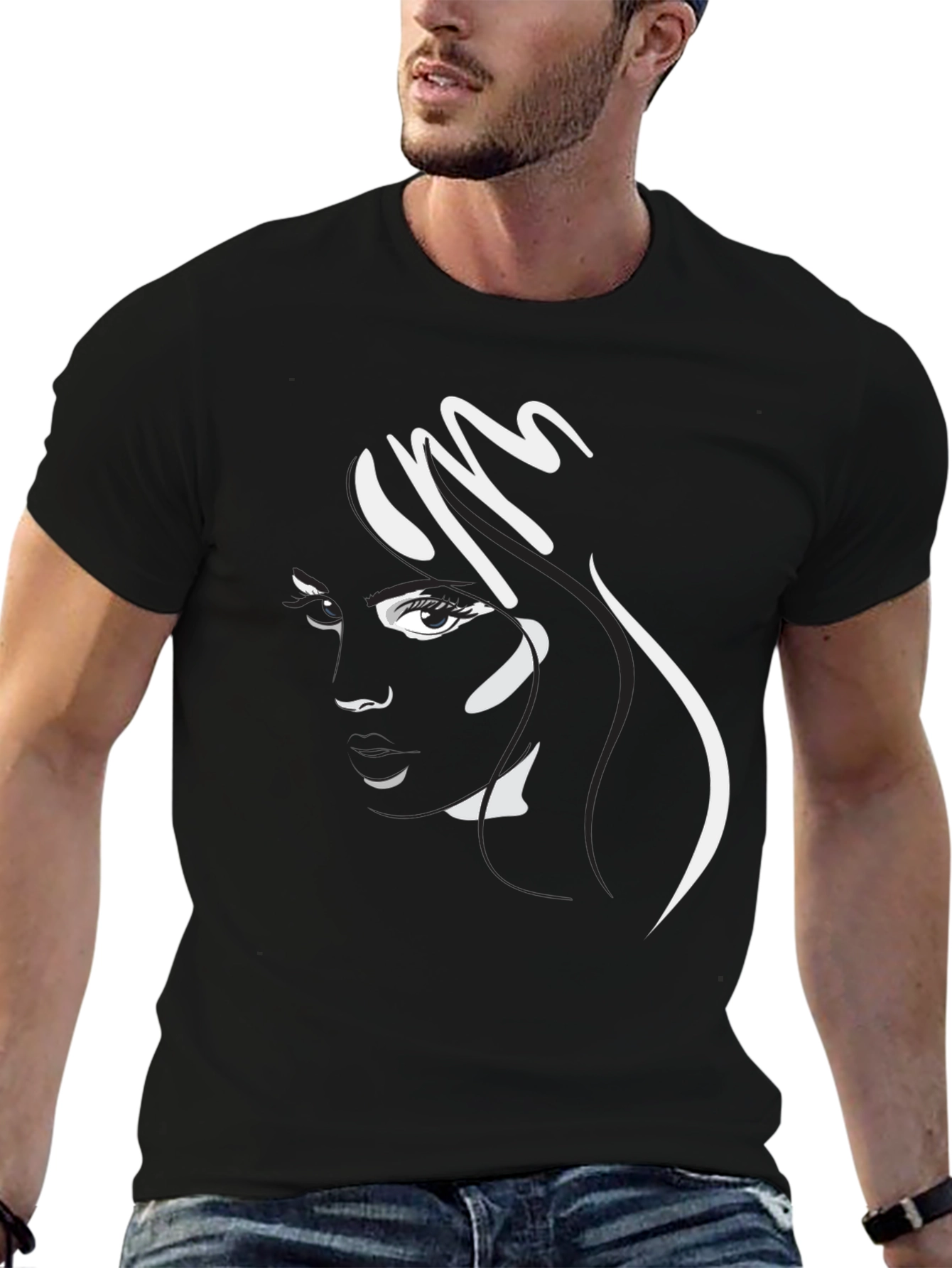 Abstract Woman Tee - Black Graphic T-Shirt